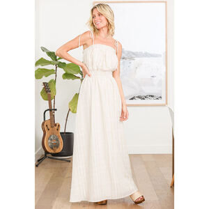 Lulus Sunny Day Vibes Ivory Striped Tie-strap Maxi Dress White